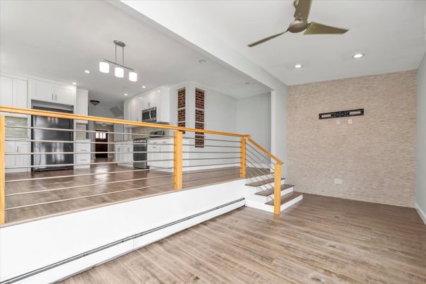 Interior, Kitchen, Pendant Lights, Recessed Lighting, Wood Texture Flooring