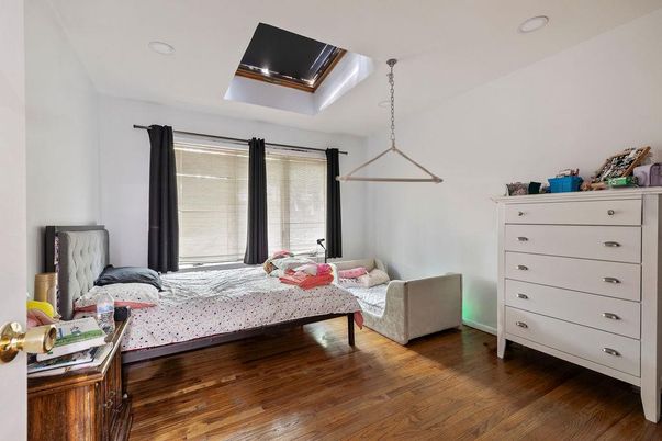 Bedroom, Interior, Pendant Lights, Recessed Lighting, Wood Texture Flooring