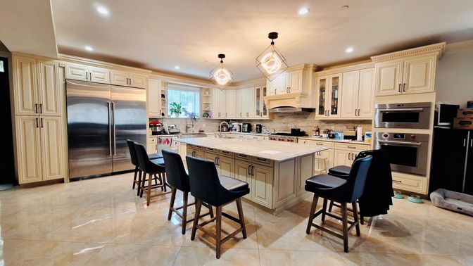 Interior, Kitchen, Pendant Lights, Recessed Lighting, Stainless Steel Appliances