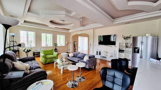 Interior, Living room, Recessed Lighting, Wood Texture Flooring
