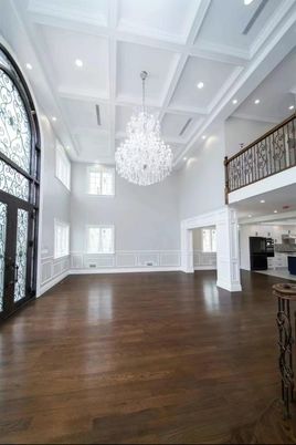 Chandelier, Interior, Recessed Lighting, Wood Texture Flooring