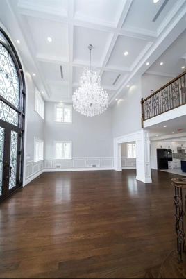 Chandelier, Interior, Recessed Lighting, Wood Texture Flooring