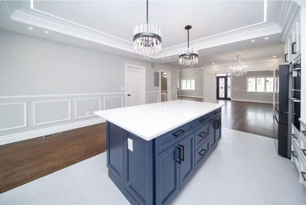 Chandelier, Interior, Kitchen, Pendant Lights, Recessed Lighting, Wood Texture Flooring