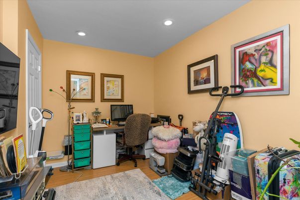 Home Office, Interior, Recessed Lighting, Wood Texture Flooring