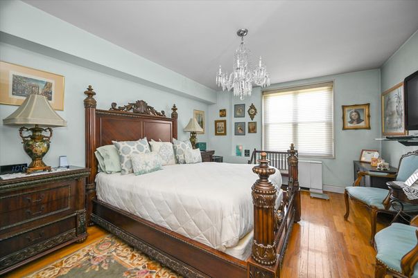Bedroom, Chandelier, Interior, Wood Texture Flooring