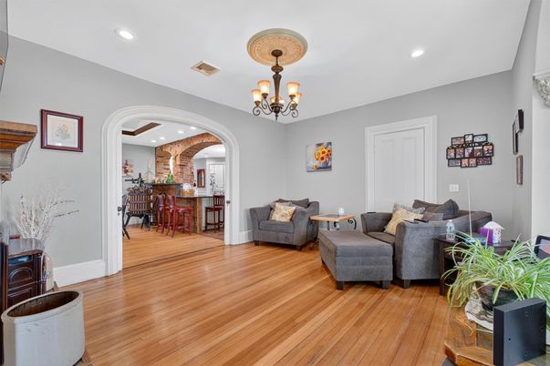 Chandelier, Interior, Living room, Recessed Lighting, Wood Texture Flooring