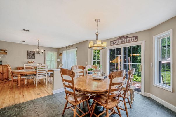 Chandelier, Dining room, Interior, Pendant Lights, Wood Texture Flooring