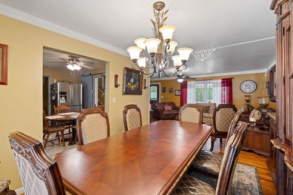 Chandelier, Dining room, Interior, Wood Texture Flooring