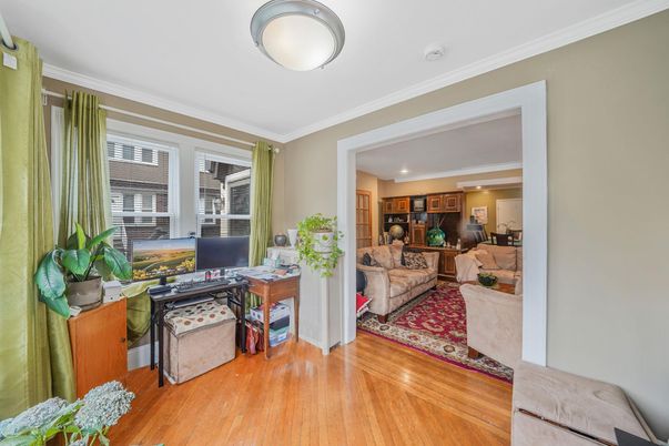 Interior, Kitchen, Living room, Recessed Lighting, Stainless Steel Appliances, Wood Texture Flooring