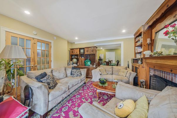 Dining room, Fireplace, Interior, Living room, Recessed Lighting