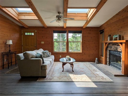 Fireplace, Interior, Living room, Wooden Beams, Wood Texture Flooring, Wooden Walls