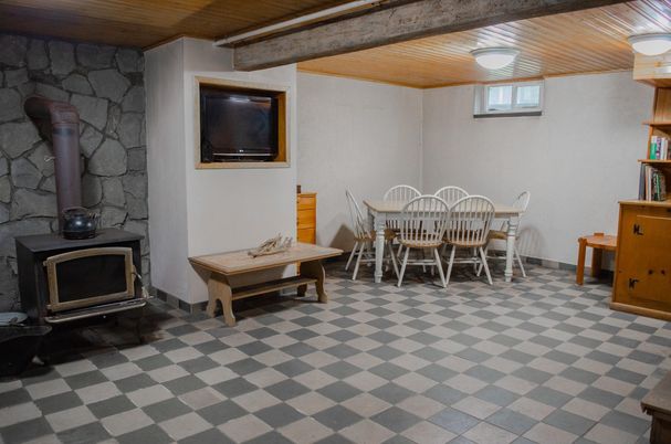 Dining room, Fireplace, Interior, Stone Walls, Wooden Ceilings