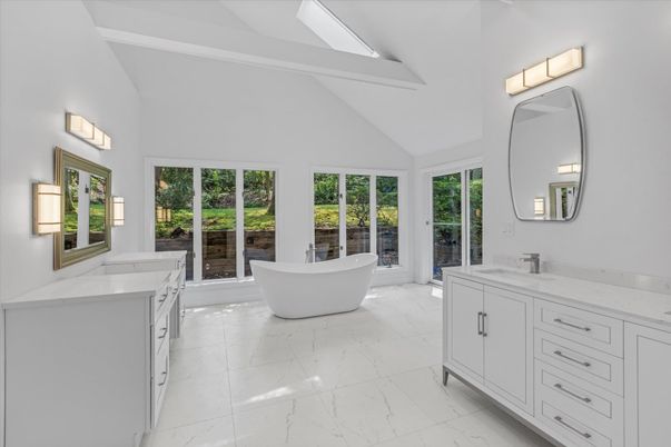 Bathroom, Dual Sink Vanities, Free Standing Baths, Interior, Marble
