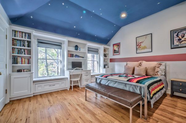 Bedroom, Home Office, Interior, Recessed Lighting, Wood Texture Flooring