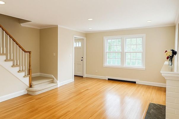 Empty room, Interior, Recessed Lighting, Wood Texture Flooring