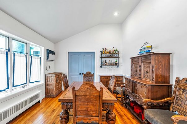 Dining room, Interior, Recessed Lighting, Wood Texture Flooring