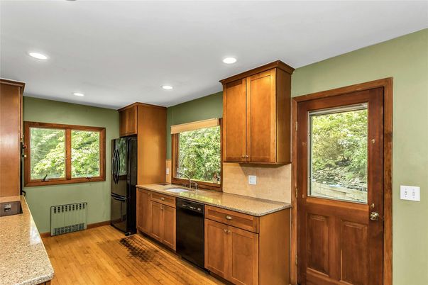 Interior, Kitchen, Recessed Lighting, Wood Texture Flooring