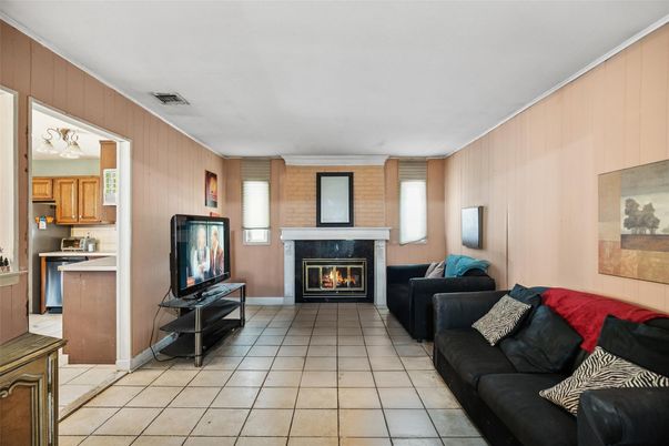 Fireplace, Interior, Kitchen, Living room, Wooden Walls