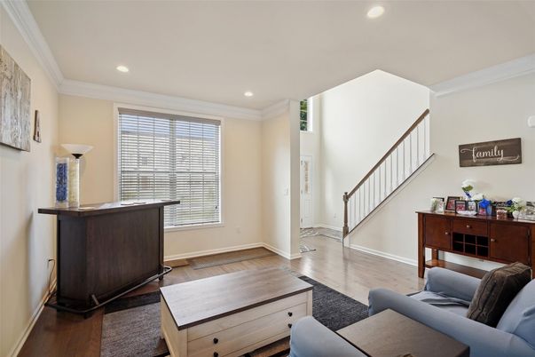 Interior, Living room, Recessed Lighting, Wood Texture Flooring
