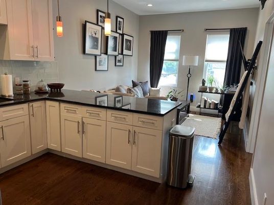 Interior, Kitchen, Pendant Lights, Recessed Lighting, Wood Texture Flooring