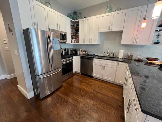 Interior, Kitchen, Stainless Steel Appliances, Wood Texture Flooring