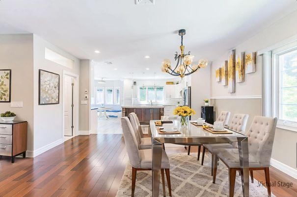 Chandelier, Dining room, Interior, Recessed Lighting, Wood Texture Flooring