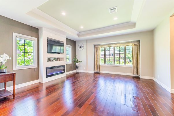 Fireplace, Interior, Recessed Lighting, Wood Texture Flooring