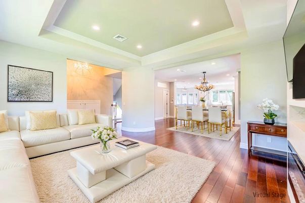 Chandelier, Dining room, Interior, Living room, Recessed Lighting, Wood Texture Flooring