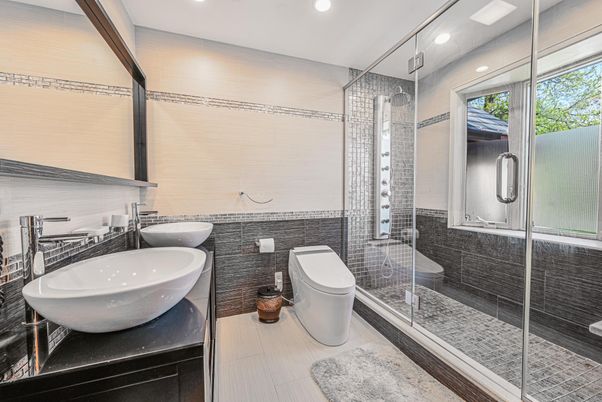 Bathroom, Dual Sink Vanities, Glass Shower, Interior, Recessed Lighting