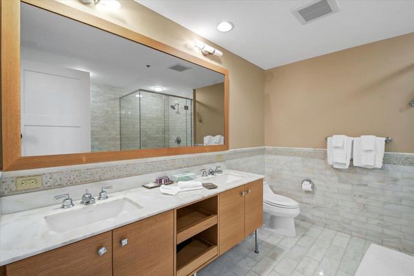 Bathroom, Dual Sink Vanities, Glass Shower, Interior, Recessed Lighting