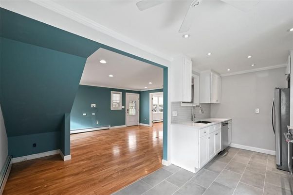 Interior, Kitchen, Recessed Lighting, Wood Texture Flooring