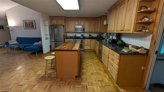 Interior, Kitchen, Stainless Steel Appliances, Wood Texture Flooring