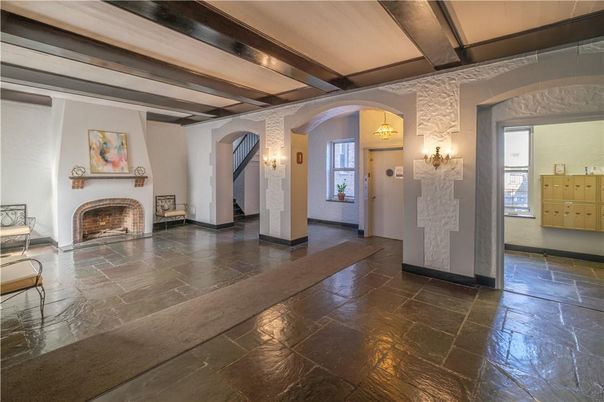 Chandelier, Fireplace, Interior, Stone Walls, Wooden Beams