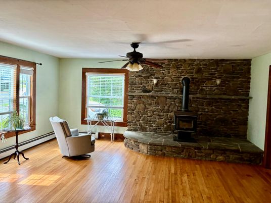 Fireplace, Interior, Stone Walls, Wood Texture Flooring
