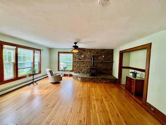 Fireplace, Interior, Stone Walls, Wood Texture Flooring