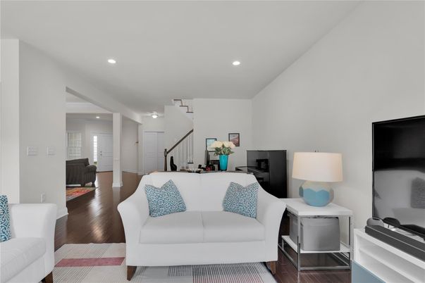 Interior, Living room, Recessed Lighting, Wood Texture Flooring