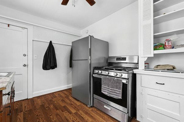 Interior, Kitchen, Stainless Steel Appliances, Wood Texture Flooring