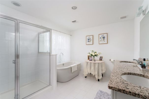 Bathroom, Dual Sink Vanities, Free Standing Baths, Glass Shower, Interior