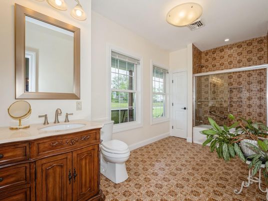 Bathroom, Glass Shower, Interior, Recessed Lighting