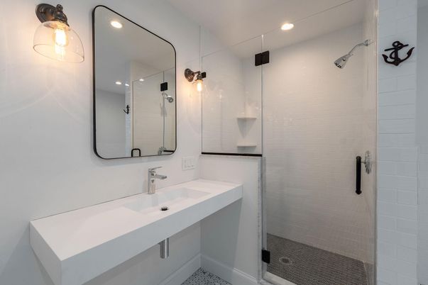 Bathroom, Glass Shower, Interior, Recessed Lighting