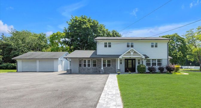 Backyard, Detached Garage, Exterior, Facade, Split Level