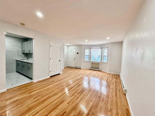 Empty room, Interior, Marble, Marble Walls, Recessed Lighting, Wood Texture Flooring