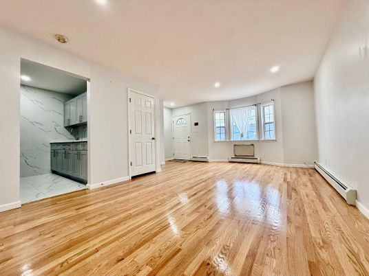Empty room, Interior, Marble, Marble Walls, Recessed Lighting, Wood Texture Flooring