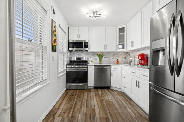 Interior, Kitchen, Stainless Steel Appliances, Wood Texture Flooring