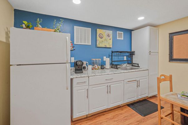 Interior, Kitchen, Recessed Lighting, Wood Texture Flooring