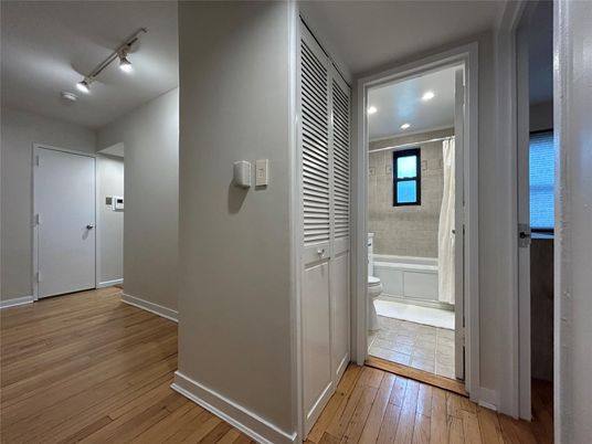 Bathroom, Interior, Recessed Lighting, Wood Texture Flooring