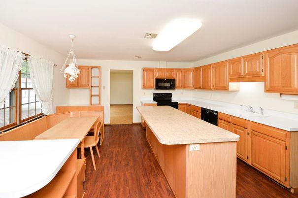 Interior, Kitchen, Pendant Lights, Wood Texture Flooring
