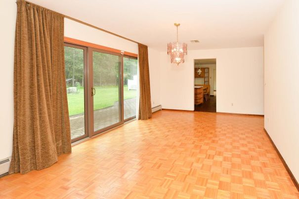 Bathroom, Chandelier, Empty room, Interior, Wood Texture Flooring
