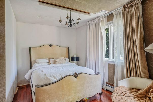Bedroom, Chandelier, Interior, Wood Texture Flooring