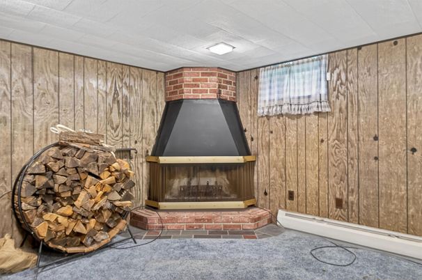 Fireplace, Interior, Recessed Lighting, Wooden Walls